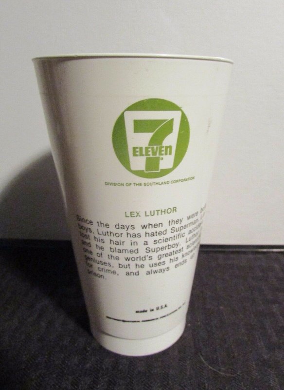 1973 LEX LUTHOR 7-11 Slurpee Cup FVF 7.0 Superman / DC Comics