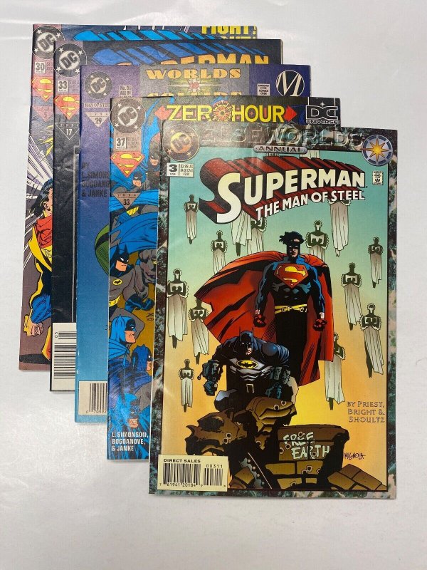 5 Superman Man Steel DC comic books #30 33 36 37 Annual #3 21 LP5