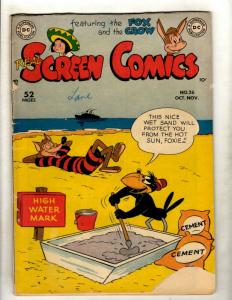 Real Screen Comics # 26 GD Dell Golden Age Comic Book Fox Crow Beach Cover JK1