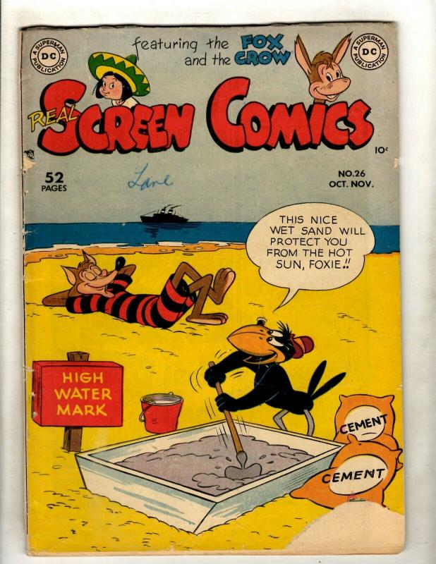 Real Screen Comics 26 Gd Dell Golden Age Comic Book Fox Crow Beach Cover Jk1 Comic Books Silver Age Dc Comics Crow Superhero Hipcomic
