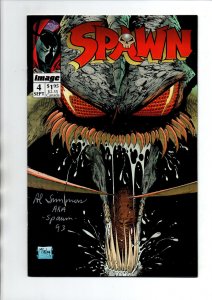 Spawn #4 - signed by Al Simmons aka Spawn - 1993 - VF 