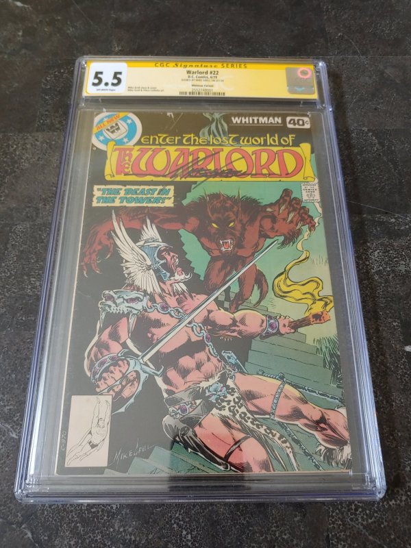 WARLORD #22 CGC 5.5 SIGNATURE SERIES SIGNED BY MIKE GRELL. WHITMAN VARIANT