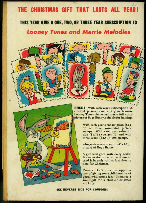 Looney Tunes and Merry Melodies #51 1946- Bugs Bunny Christmas cover VG