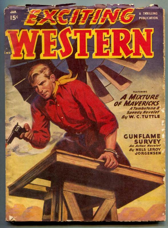 Exciting Western Pulp January 1950- Tombstone & Speedy- Gunflame survey