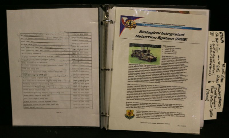 Joe Kubert's Reference Guide Binder w COA - JBPDS BIDS Biological Agent Auto