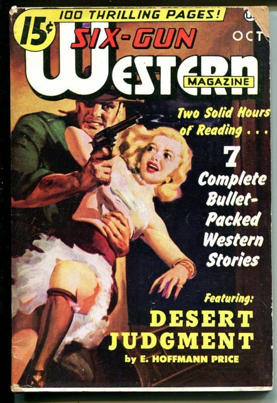 Six-Gun Western 10/1950-Trojan-Final issue-format change-Good Girl Art-VG