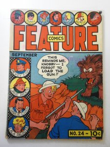 Feature Comics #24 (1939) FR/GD Condition 4 in cumulative spine split, ink fc