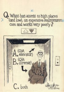 CHA Elevator Director Chicago Sun-Times Newspaper Cartoon - art by Jack Higgins