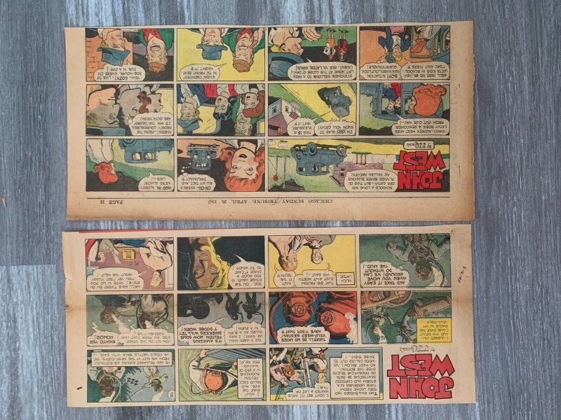 1940s JOHN WEST by JJ Olson 15x7 Newspaper Sunday Comic pgs VG-/VG LOT of 20