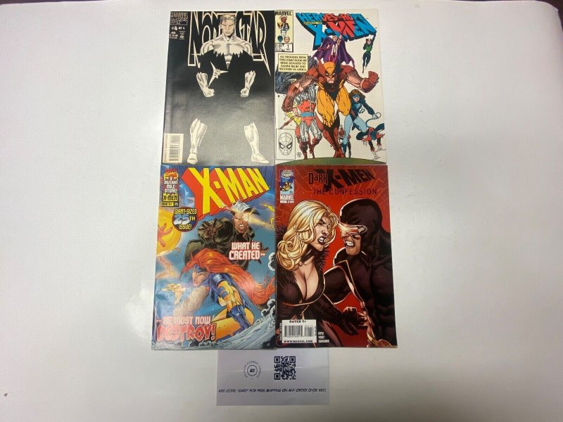 4 MARVEL comic books Northstar #4 Heroes For Hope #1 X-Man #25 Dark #1 30 KM11