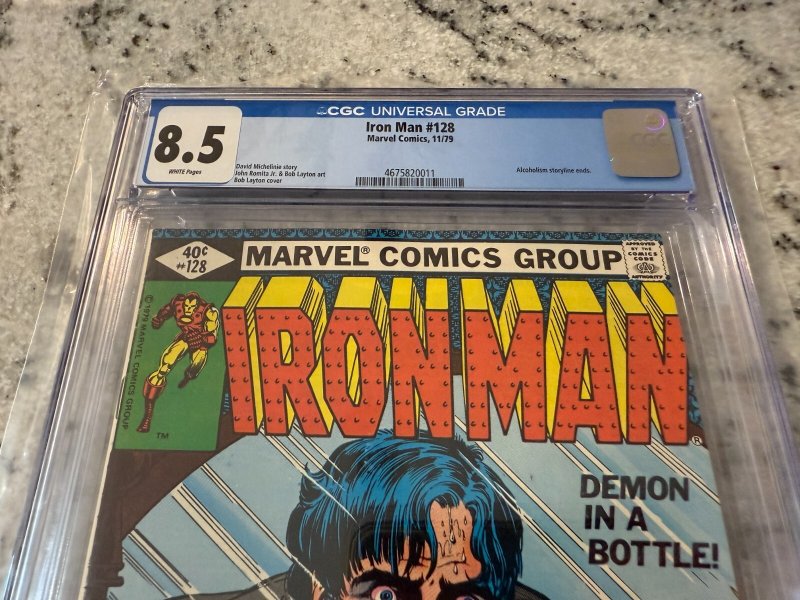 Iron Man # 128 CGC Graded 8.5 Marvel Comic Book Demon In A Bottle 1979 JH22
