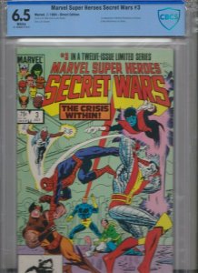 MARVEL SUPER HEROES SECRET WARS #3  CBCS 6.5 WHITE 7/84 /  DIRECT EDITION