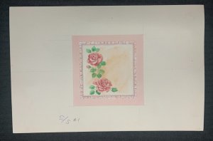 HAPPY MOTHERS DAY Pink Roses in Square 11x7.25 Greeting Card Art #A1