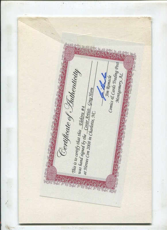 ELEKTRA #4 AUTOGRAPHED BY COVER ARTIST GREG HORN