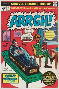 Arrgh! #5 (Sep 1975, Marvel), FN-VFN (7.0), Count Varicose & Invisible Mr. Mann