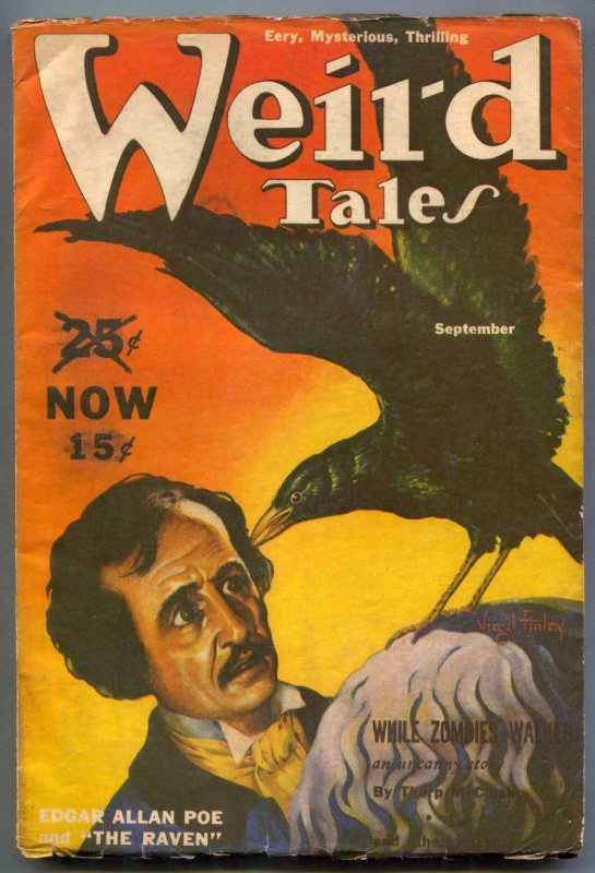 Weird Tales Pulp September 1939- Virgil Finlay-Edgar Allen Poe- VG 