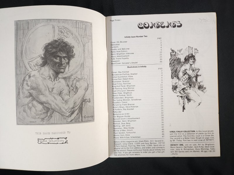 1970 INFINITY 2 Fanzine (7.0) Frank Brunner Cover, B. Wrightson, F. Frazetta