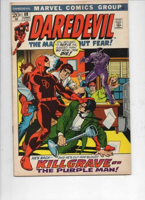 DAREDEVIL #88 FN, Gene Colan, Murdock, Purple Man, 1964 1972, Marvel