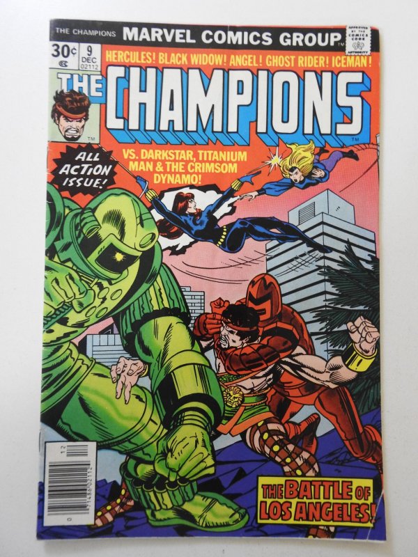 The Champions #9 VG Condition centerfold detached top staple