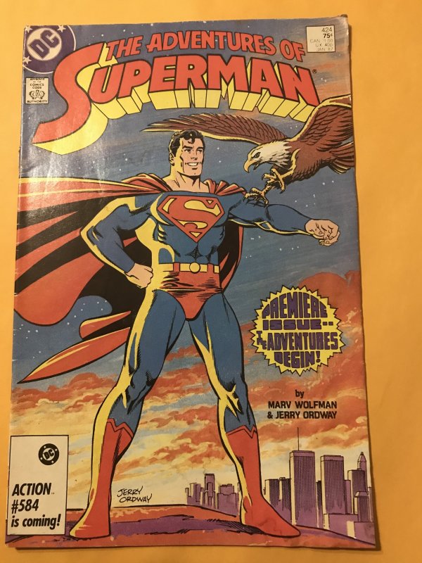 Adventures of Superman #424 : DC 1/87 Fn+; Premiere Issue; Classic WTC cover