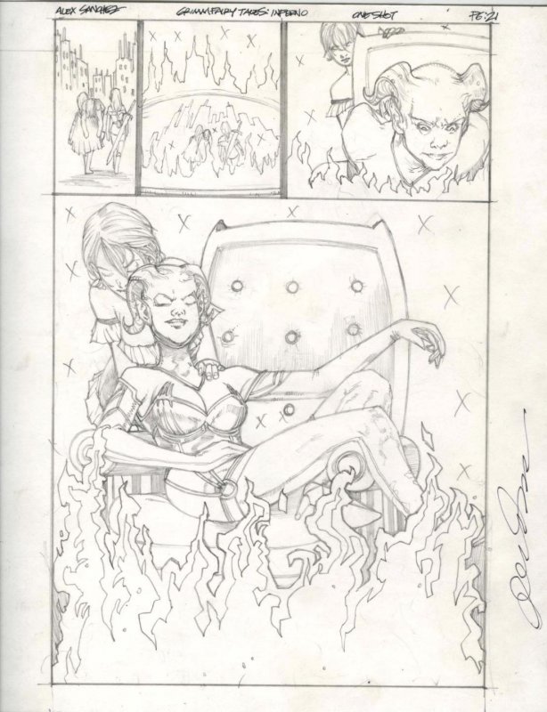 Grimm Fairy Tales Inferno pg 21 Original Penciled art ALEX SANCHEZ Demon Queen 