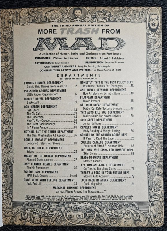 1960 MORE TRASH FROM MAD Magazine Annual #3 GD 2.0 NO INSERTS