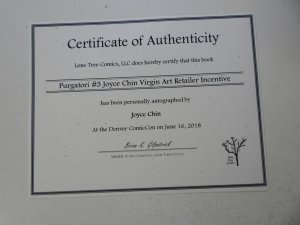 Purgatori #3 (2014) Joyce Chin Virgin Retailer Variant Signed w/coa VF Condition