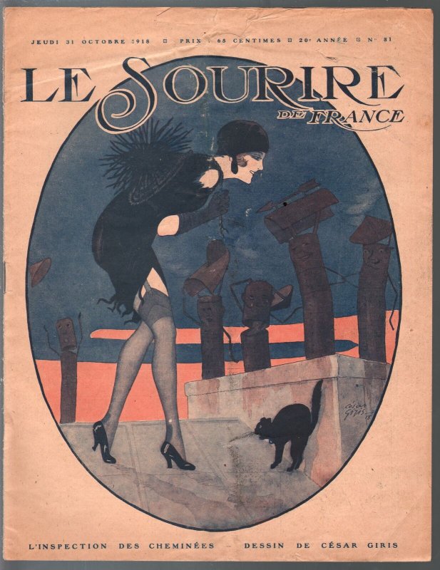 Le Sourire De France 10/31/1918-spicy early French girlie mag-Good Girl Art-VG