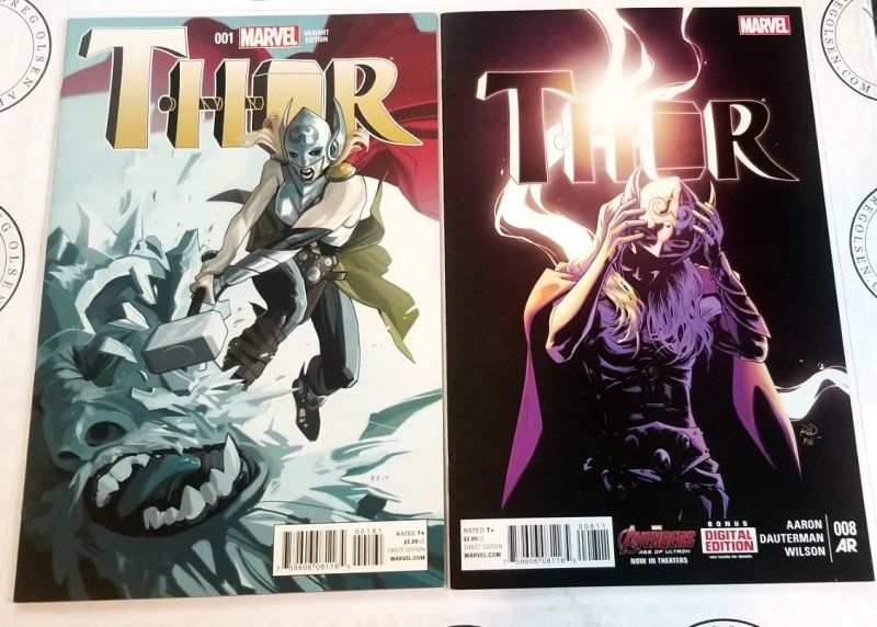 Thor #1 1:25 Staples Variant + Thor #8 Jane Foster Lady Thor Revealed 2014 VF/NM