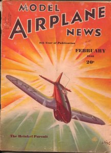 Model Airplane News 2/1938-Heinkel Pursuit plane cover-Josef Kotula-VG