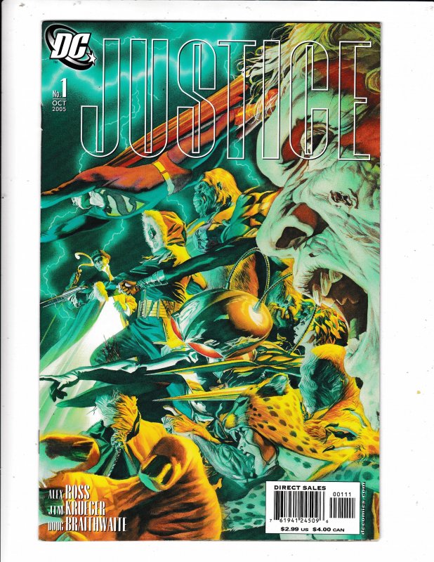 JUSTICE 1 AND 1B  SET VF/FN  ALEX ROSS ARTWORK.   DC COMICS Save on shipping