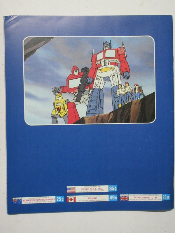 Transformers Panini Sticker Album Book 1986 Hasbro BLANK NO STICKERS