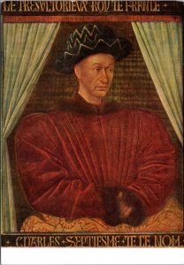 Postcard Art - Portrait of Charles VII, King of France by Jean Fouquet