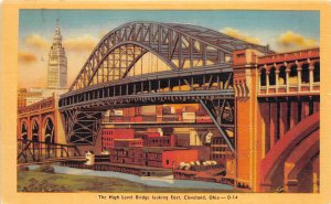 Toledo Ohio 1940s Postcard High Level Bridge Looking East