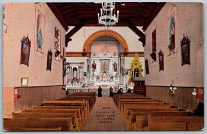 Juarez Mexico 1940s Linen Postcard Church Of Guadalupe Interior