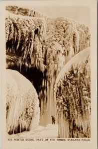 Niagara Falls Ontario Cave Of The Winds Frozen Water RPPC Postcard F60