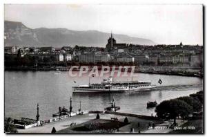 Switzerland Postcard Old Pier and town (ship)