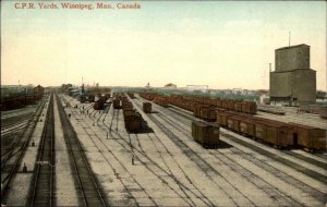 Winnipeg Manitoba CPR RR Train Car Yards c1910 Postcard