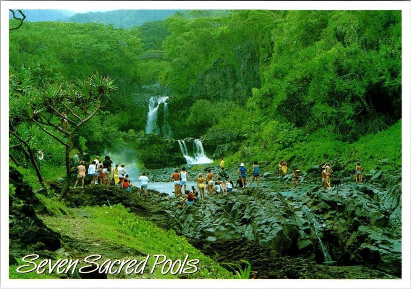 2~4X6 Postcards Maui, HI Hawaii  SEVEN SACRED POOLS Two Views VISITORS~WATERFALL