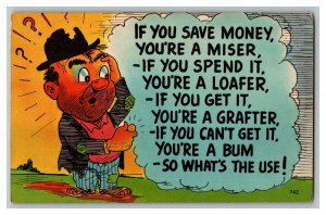 If You Save Money You're A Miser Comic Postcard