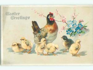 Pre-Linen easter CHICKS WITH CHICKEN AND FLOWERS k3010