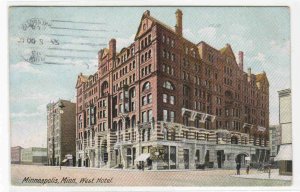 West Hotel Minneapolis Minnesota 1912 postcard