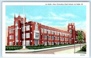 LA SALLE, Illinois IL ~ PERU TOWNSHIP HIGH SCHOOL ca 1930s Linen Postcard
