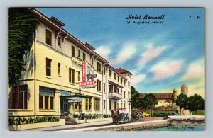 St Augustine FL-Florida,  Hotel Bennett Marquis Coffee Shop, Linen Postcard 