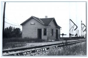 c1960  IC Depot Yetter Iowa IA Railroad Train Depot Station RPPC Photo Postcard