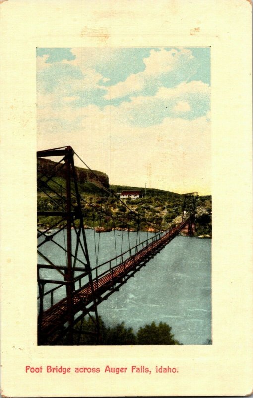 Foot Bridge Across Auger Falls, ID Vintage Postcard B76