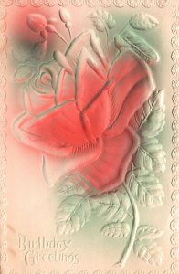 Vintage Postcard Birthday Greetings Red Rose Natal Day Souvenir Gift Friendship