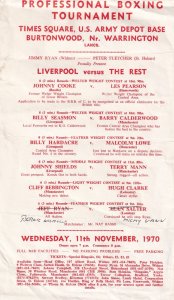 Liverpool Lancashire Boxing Tournament 1970 Handbill Flyer