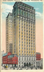 USA Hotel Adelphia Chestnut and 13th Street Philadelphia Vintage Postcard 07.52