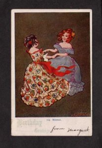 Days of the Week Monday Girls Dancing  Artist Signed Twelvetrees Postcard 1906